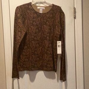 Jones New York multicolored round neckline long sleeve blouse